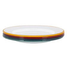 White enamel dinner plates - white,