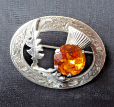 SCOTTISH SILVER OVAL THISTLE BROOCH GLASGOW 1952