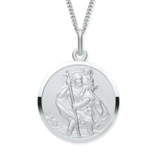Sterling Silver ST Christopher MEN'S Pendant / Necklace - Choice of Chain