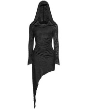 Punk Rave Daily Life Apocalyptic Gothic Asymmetric Broken Knit Hooded Dress