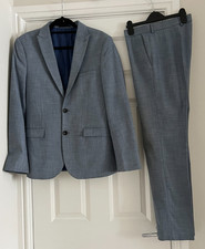 M & S Limited, Blue, Modern Slim Suit, Jacket 40" Medium, Trousers W32" L31"