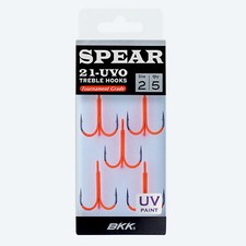 BKK Spear 21 UVO Treble Hooks UV Orange Coated Fishing Hook