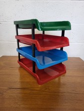 Vintage Hago 1981 A4 Filing Letter Trays Colourful Plastic 4 Tier