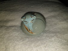 Rare colour turquoise & gold glazed fox figurine by MINTON royal doulton 1987