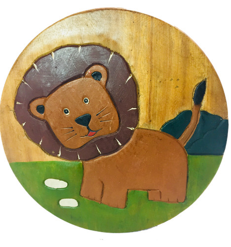 Lion childrens wooden - wooden, stool
