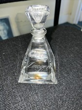 Large Etched Glass Pyramid Shaped Perfume Bottle With Glass Stopper