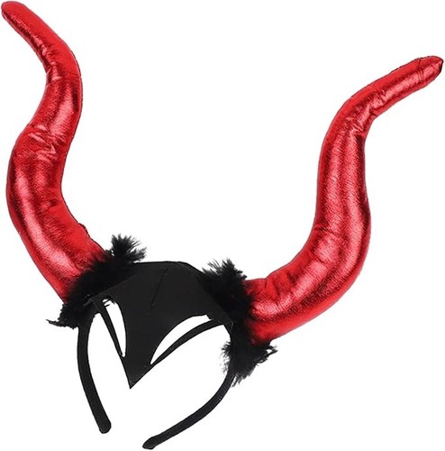 Red devil horn headband - red,