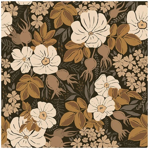 Dark floral peel and stick - floral,