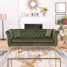 Green Velvet Chesterfield Sofa