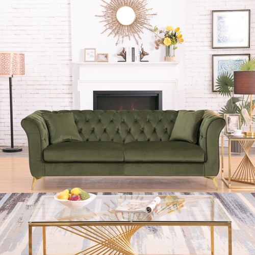 Green velvet chesterfield - green,