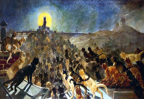 Art deco steinlen cats chorus - art,