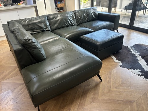 Leather corner sofa with - leather,
