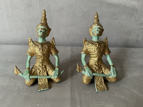 Pair vintage thai bronze - of,