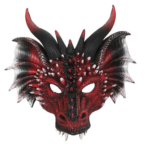 Red dragon face mask - dragon,
