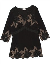 LIBRA Womens 3/4 Sleeve Shift Dress UK 12 Medium Black Polyester CL05