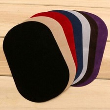 2x Suede Leather Iron-on Oval