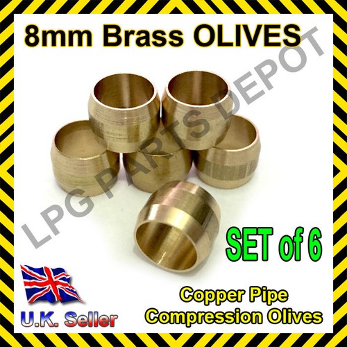 8mm brass olives set 6 - ,