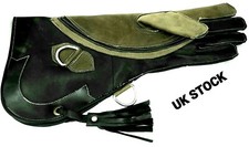 Eagle and Falconry Glove 4 Layers Nubuck Leather 16 Inches Long, Black & Green