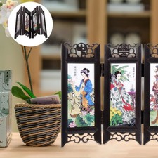  Foldable Room Divider Small Folding Screen Miniture Chinanse Retro Decor