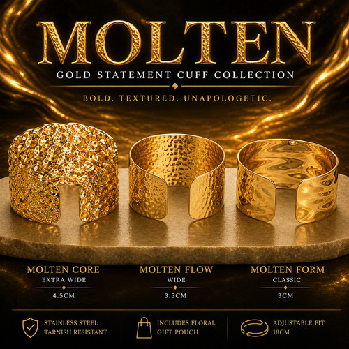 Molten gold statement cuff - gold,
