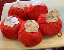 Argyll Fluffy Brushed Chunky 30% Wool 5x100g Red Knitting Wool/Yarn