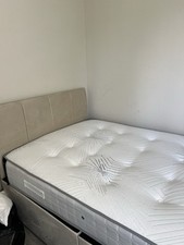 PLUSH VELVET BEIGE | DIVAN BED SET | WITH MATTRESS | WITH HEADBOARD SMALL DOUBLE