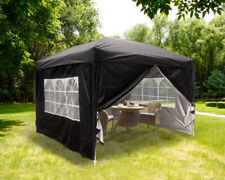 3x3m Pop Up Gazebo Garden Marquee Party Tent Outdoor Canopy 4 Sides Panels Black