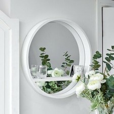 White Round Wall Mirror Porthole Make Up Hallway Bathroom Bedroom Home Decor
