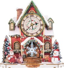 3D Wooden Christmas Cottage Clock Puzzle with Functional Timepiece Decor