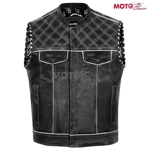 Men black leather vest - men's,