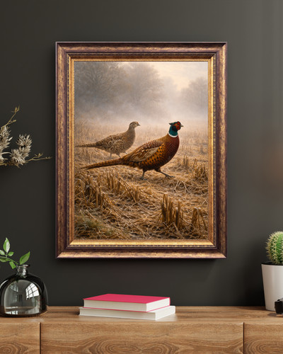 Pheasant pair autumn field - pheasant,