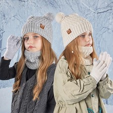 Warm Kids Hat Gloves Scarf Set