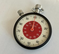 Vintage Lemania Stopwatch – Dial 0–100 – Fully Working – Rare Red/White Dial