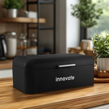 Large Bread Bin Bamboo/Metal Bread Box Kitchen Loaf Food Storage Container & Lid