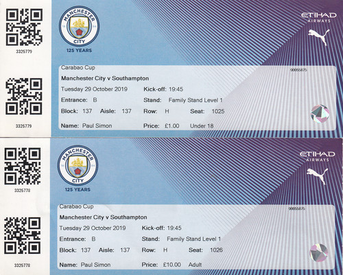 Ticket man city southampton - ticket, man.city