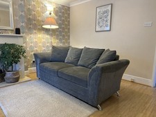 Very Home “Dury” Fabric 3-Seater Scatter Back Sofa – Dark Grey