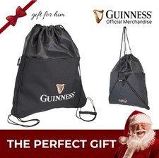 Guinness Drawstring Bag Official Water-Resistant Gym Travel Backpack Black