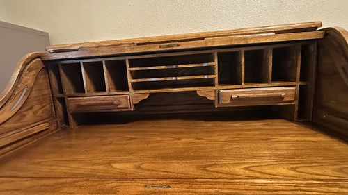Roll top desk solid - roll, oak