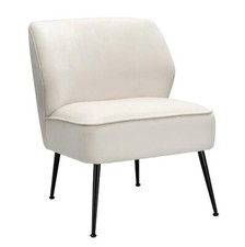 Cream The Accent Velvet Occasional Chair Seat Black Legs - Ex Display Unboxed