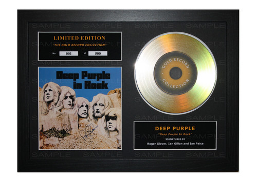 Deep purple signed gold disc - signed,