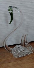 Vintage glass swan with green