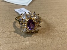 Vintage Giani Jewellery Gold Plated Ladies Pu659 Amethyst Stone Ring Size R