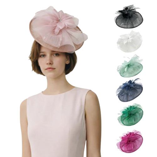 Flower feather hair hat - flower,