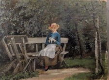 Woman in Garden Handmade, Oil