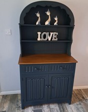 Dresser Vintage Oak Dutch Domed Top Linenfold Carvings Drawers Cupboard Display