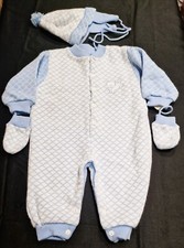 Babies (6 Month Old) Romper Suit & Hat By Michael De Leon. Blue. (Pre-owned).