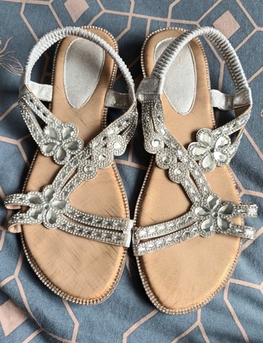 Silver sparkly sandals - silver,