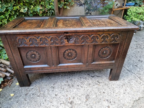17thc oak coffer with a - oak, coffer,