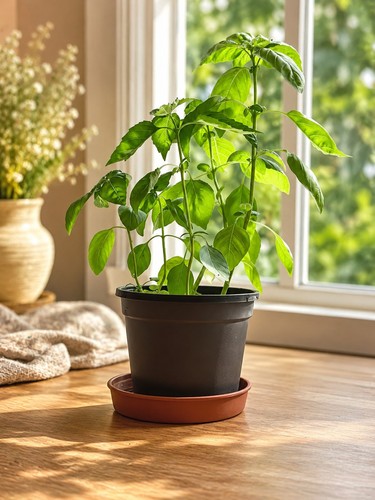 Live sweet basil plant - 1x,