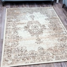 Cream Oriental Rug Distressed